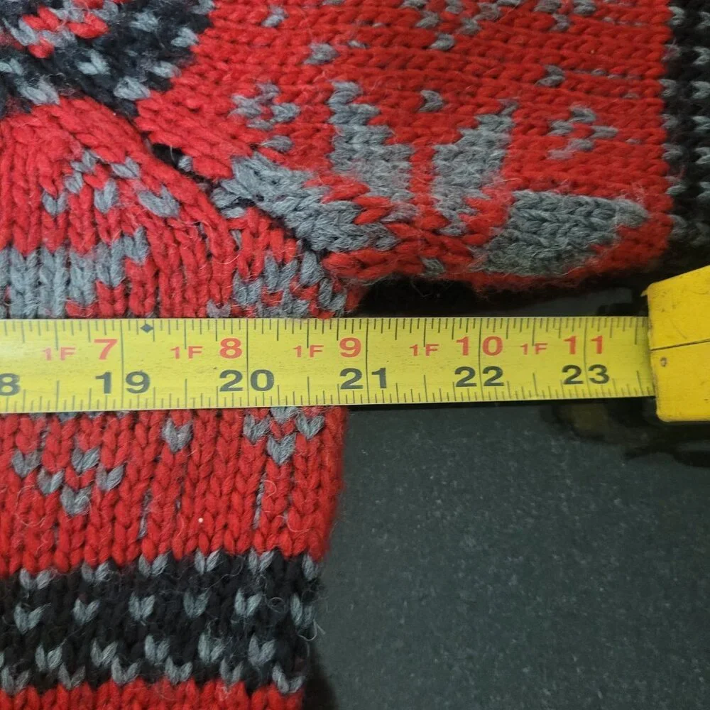 Club Room Men’s M Shawl Collar Fair Isle Sweater Red Black Winter Knit